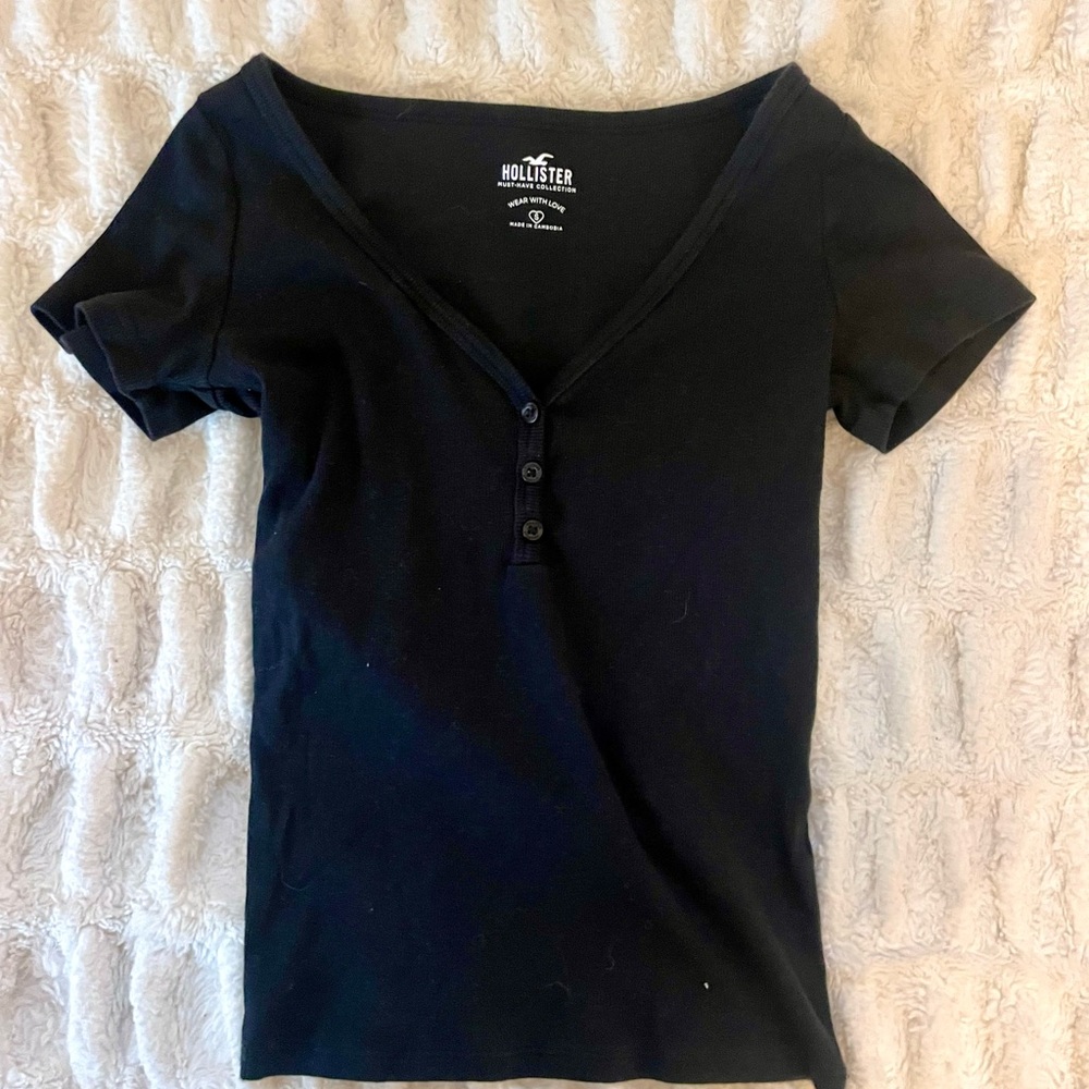 Hollister Black Fitted Short Sleeve T-Shirt